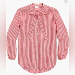 NWT J. Crew Red & White Striped Bow Blouse | XS